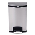 Trash & Waste Bins | Rubbermaid Commercial 1901992 Slim Jim 13-Gallon Front Step Style Stainless Steel Step-On Container - Black image number 1