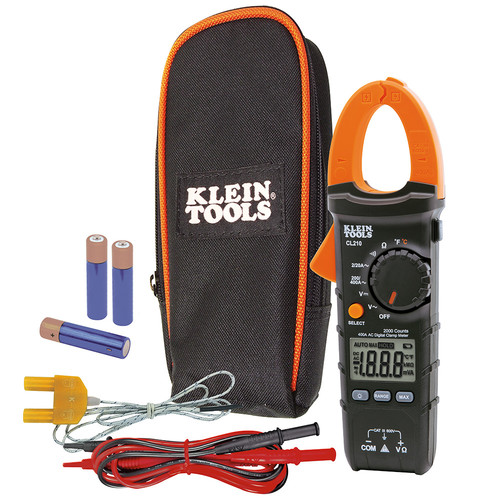 Clamp Meters | Klein Tools CL210 Digital AC Auto-Ranging Cordless Clamp Meter Tester with Thermocouple Probe Kit image number 0