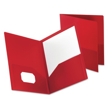 Oxford 100-Sheet Capacity 11 in. x 8.5 in. Poly Twin-Pocket Folder - Opaque Red