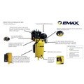 New Year New Savings! Save $25 off $150 | EMAX ESP10V120V1 10 HP 120 Gallon 2-Stage Single Phase Industrial V4 Pressure Lubricated Pump Plus SILENT Air Compressor image number 12