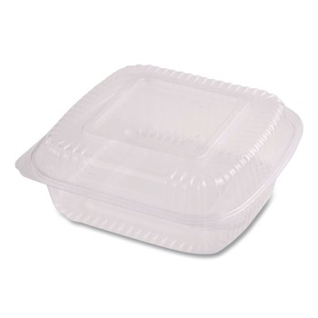 World Centric 5.9 in. x 6.4 in. x 3.5 in. 19 oz. Plastic Hinged Clamshells - Clear (500/Carton)