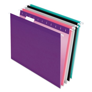 Pendaflex 1/5-Cut Tabs Colored Reinforced Hanging Folders - Letter Size/Assorted Bold Colors (25/Box)