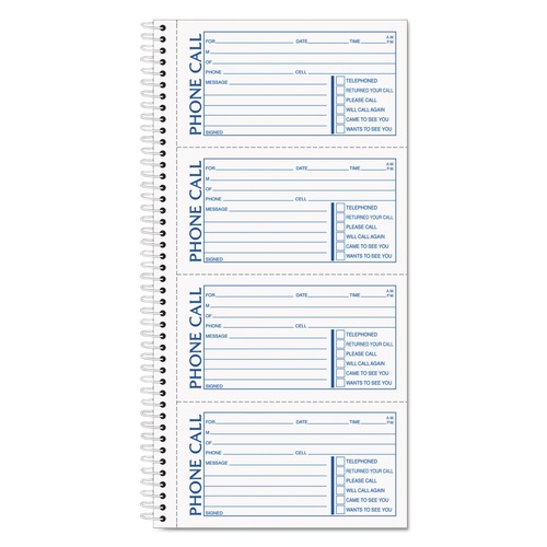 Office Jansan | TOPS 4002 Two-Part Carbonless 5 in. x 2.75 in. Spiralbound Message Book (400 Forms/Book) image number 0