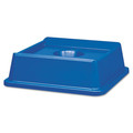 Trash & Waste Bins | Rubbermaid Commercial FG279100DBLUE Untouchable 20-1/8 in. x 20-1/8 in. Bottle and Can Recycling Lid - Blue image number 0
