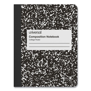 Universal UNV20940 Medium/College Rule 100-Sheet 9.75 in. x 7.5 in. Composition Book - Black Marble Cover