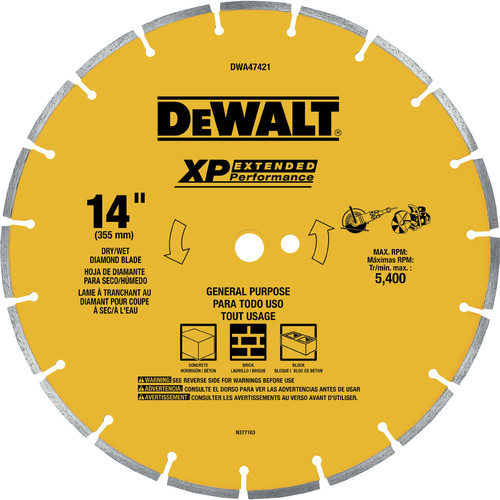 Saw Accessories | Dewalt DWA47421 14 in. Segmented Rim GP Blade image number 0