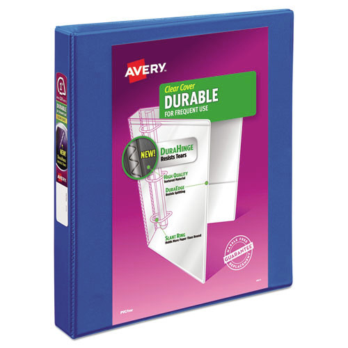 Office Jansan | Avery 17014 1 in. Capacity 11 x 8.5 Durable View Binder with DuraHinge and 3 Slant Rings - Blue image number 0