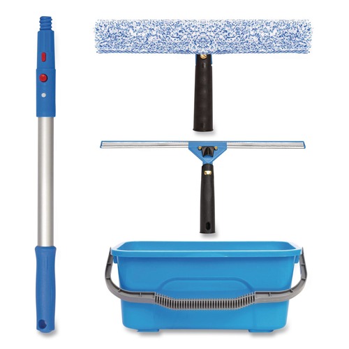 Cleaning Tools | Gritt Commercial GRI138B Pro Window Cleaning Kit with 14 in. Squeegee, 14 in. Washer, 20 in. Pole and 3 Gallon Heavy-Duty Bucket (1-Kit) image number 0