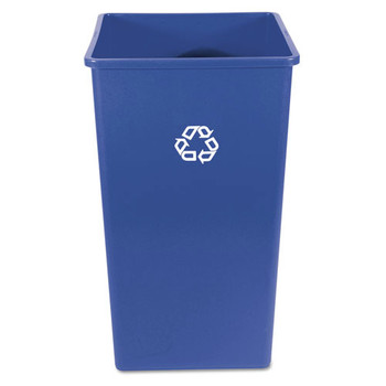 Rubbermaid Commercial FG395973BLUE Untouchable 50 Gallon Plastic Square Recycling Container - Blue
