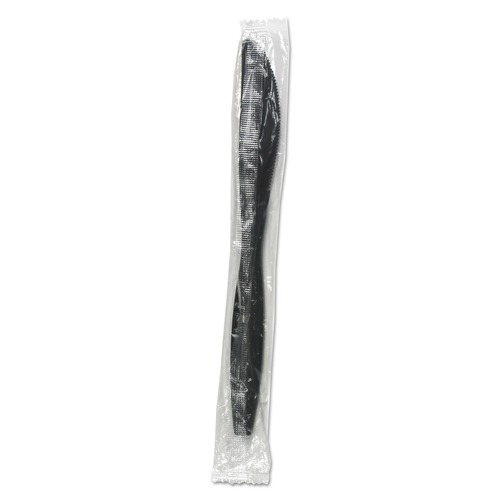 Cutlery | Boardwalk BWKKNIHWPPBIW Heavyweight Wrapped Polypropylene Knife - Black (1000/Carton) image number 0