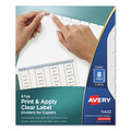 Office Jansan | Avery 11422 Index Maker 11 in. x 8.5 in. 8-Tab Copiers Print and Apply Clear Label Dividers - White (5/Pack) image number 0