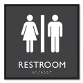 Floor Signs | Headline Sign 66910 8 in. x 8 in. Unisex Restroom Plastic ADA Sign - Clear/White image number 0