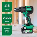 Hammer Drills | Metabo HPT DV36DCM 36V MultiVolt Brushless Lithium-Ion 1/2 in. Cordless Hammer Drill Kit (2.5 Ah/5 Ah) image number 3