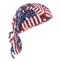 Cooling Gear | Ergodyne 12477 Chill-Its 6615 One Size Fits Most High-Performance Bandana Doo Rag with Terry Cloth Sweatband - Stars and Stripes image number 0