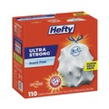 Cleaning & Janitorial Supplies | Hefty E3-3368 23.75 in. x 24.88 in. 13 gal. Ultra Strong Drawstring Tall Kitchen Trash Bags - White (330/Carton) image number 1