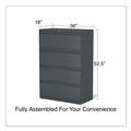  | Alera 25495 36 in. x 18.63 in. x 52.5 in. 4-Drawer Lateral File - Charcoal image number 6
