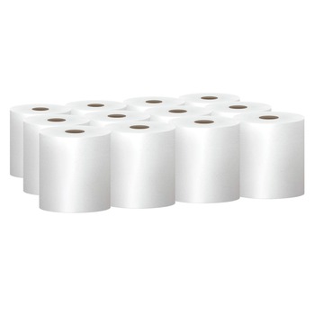 Scott 8 in. x 800 ft. 1.5 in. Core 1-Ply Essential 100% Recycled Fiber Hard Roll Towel - White (12 Rolls/Carton)