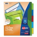Office Jansan | Avery 11906 Insertable 5-Tab 11-1/8 in. x 9-1/4 in. Big Tab Plastic Dividers with Two Pockets - Multicolor (1-Set) image number 0