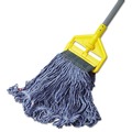 Mops | Rubbermaid Commercial FGC15206BL00 Swinger Loop Medium Cotton/Synthetic Wet Mop Head - Blue (6/Carton) image number 1