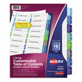 Office Jansan | Avery 11320 11 in. x 8.5 in. 16-Tab 1 to 16 Customizable TOC Ready Index Double Column Multicolor Tab Dividers - White (1-Set) image number 0