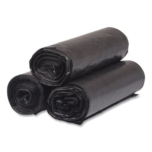 Trash Bags | Inteplast Group S334016K 33-Gallon 16 Microns 33 in. x 40 in. High-Density Interleaved Commercial Can Liners - Black (250-Piece/Carton) image number 0