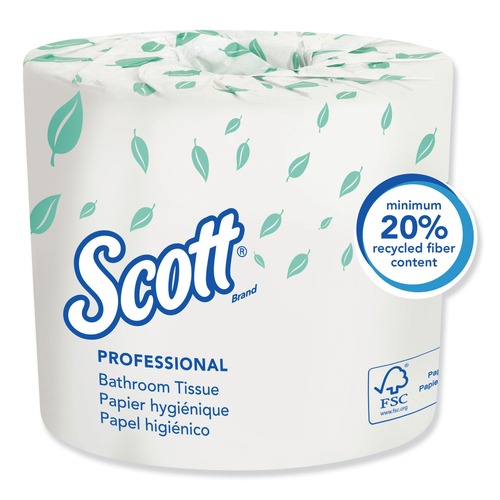 Paper Towels and Napkins | Scott 4460 2-Ply Septic Safe Essential Standard Roll Bathroom Tissue for Business - White (550/Roll) image number 0