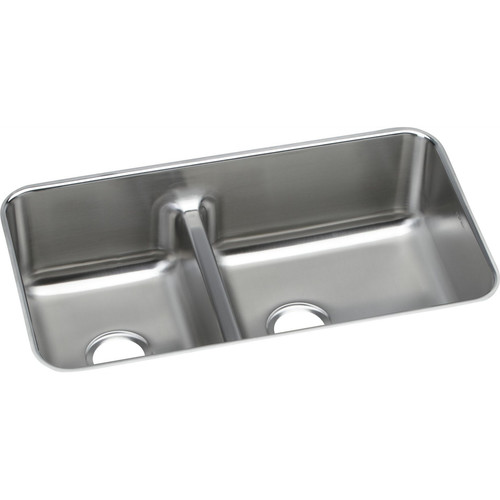 Elkay ELUHAQD32179 Gourmet Undermount 32 in. x 18-1/4 in. Dual Basin Kitchen Sink (Stainless Steel) image number 0