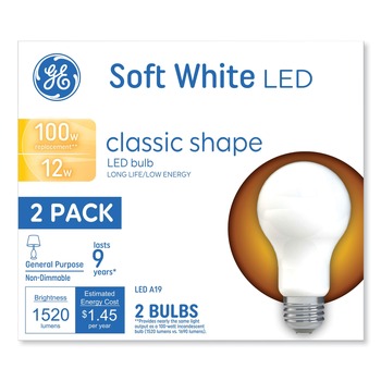 GE 12 Watts A19 Classic LED Non-Dim Light Bulb - Soft White (2/Pack)
