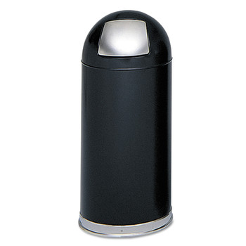 PRODUCTS | Safco 9636BL Dome Receptacle W/spring-Loaded Door, Round, Steel, 15gal, Black