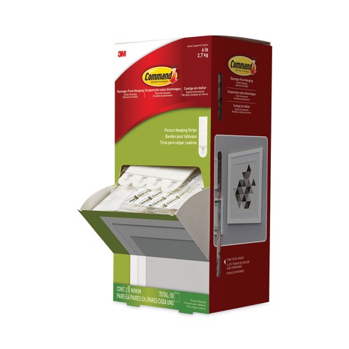 Office Jansan | Command 17201CABPK-NA Picture Hanging Strips with 6-lb. Capacity - White (4/Set, 50 Sets/Carton) image number 0