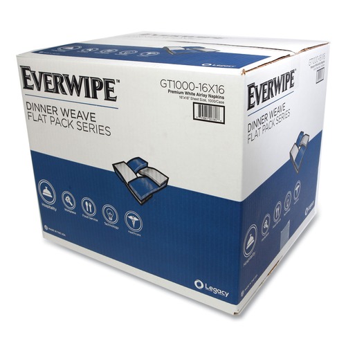 Office Jansan | Everwipe GT100016X16 16 in. x 16 in. 2-Ply Flat Pack Premium Linen-Like Guest Towel Napkins - White (1000/Carton) image number 0