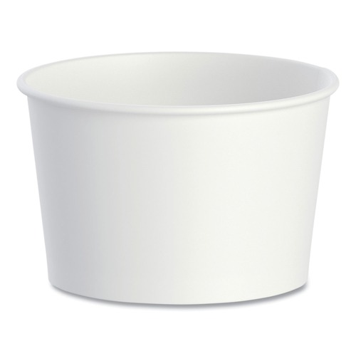Food Service | SOLO VS608-02050 3.8 in. Diameter x 2.4 in. h 8 oz Double Poly Paper Food Containers - White (50/Pack, 20 Packs/Carton) image number 0