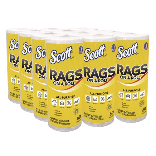 New Year New Savings! Save $25 off $150 | Scott 54992 9.4 in. x 11 in. 1-Ply Rags On A Roll - White (12/Carton) image number 0