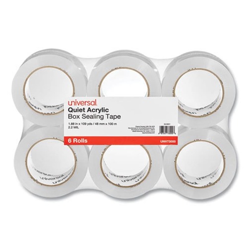 Office Jansan | Universal UNV73000 Quiet Acrylic 1.88 in. x 3 in. x 110 yds. Box Sealing Tape - Clear (6/Pack) image number 0