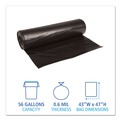 Trash Bags | Boardwalk H8647HKKR01 56 Gallon 0.6 mil 43 in. x 47 in. Low-Density Waste Can Liners - Black (100/Carton) image number 3