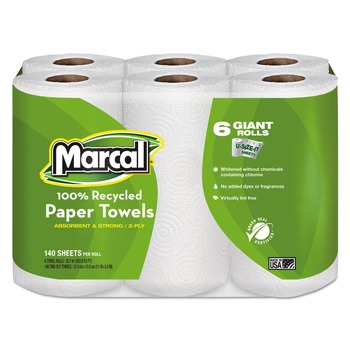 Marcal 2 Ply 5-1/2 in. x 11 in. 100% Premium Recycled Kitchen Roll Towels (24/Carton)