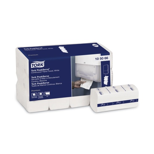 Paper Towels and Napkins | Tork 105066 1-Ply 7.91 in. x 8.85 in. PeakServe Continuous Hand Towel - White (12/Carton) image number 0