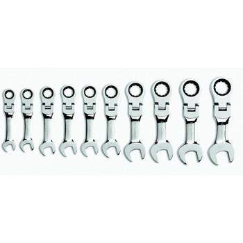 COMBINATION WRENCHES | GearWrench 9550 10-Piece 12-Point Metric Stubby Flex Combo Ratcheting Wrench Set