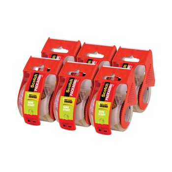 Scotch Sure Start 1.88 in. x 22.2 yards Packaging Tape with Dispenser - Clear (6/Pack)