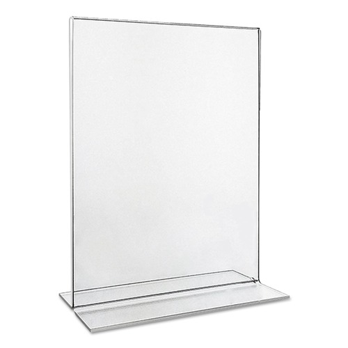 Office Jansan | Universal UNV76864 2-Sided T-Style 8-1/2 in. x 11 in. Freestanding Frames - Clear (2/Pack) image number 0