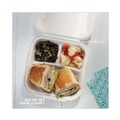 Food Trays, Containers, and Lids | Pactiv Corp. YMCH08030001 EarthChoice 7.8 in. x 7.8 in. x 2.8 in. Bagasse Hinged Lid 3-Compartment Container with Dual Tab Lock - Natural (150/Carton) image number 5