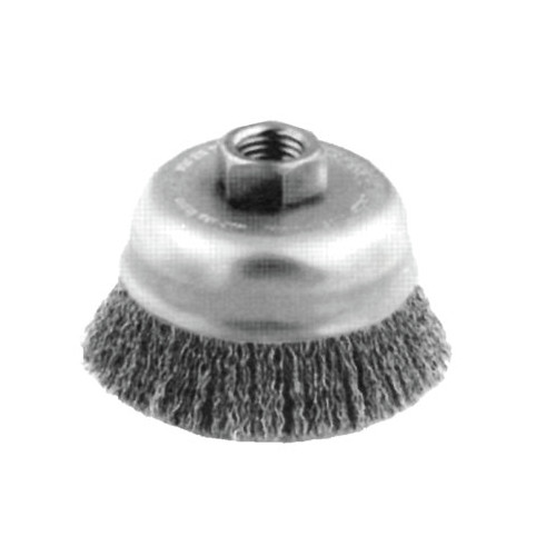 Material Handling | Advanced Brush 82516 Crimped Cup Brush, 6 in Dia., 5/8-11 Arbor, .014 in Steel Wire image number 0