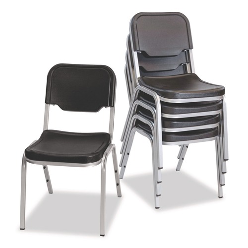  | Iceberg 64111 Rough n Ready 17.5 in. Seat Height Supports Up to 500 lbs. Stack Chair - Black Seat/Back/Base (4/Carton) image number 0