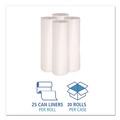 Trash Bags | Boardwalk Z6036MN GR1 30 Gallon 10 mic 30 in. x 36 in. Perforated Roll High Density Can Liners - Natural (25 Bags/Roll, 20 Rolls/Carton) image number 6