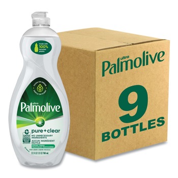 Palmolive 32.5 oz. Bottle Pure plus Clear Dishwashing Liquid - Spring Fresh (9/Carton)