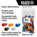 Electronics | Klein Tools VDV824-650 100-Piece Strain Relief Boots for RJ45 Data Plugs and CAT5e/CAT6 Cables - Assorted Colors image number 1