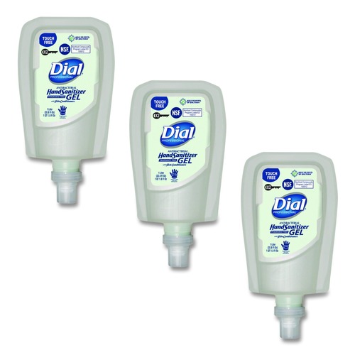 Soap Dispensers | Dial Professional 17000 19035 1.2 L Antibacterial Gel Hand Sanitizer Refill for Fit X2 Touch Free Dispenser - Fragrance-Free (3/Carton) image number 0