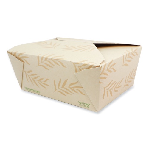 Food Service | World Centric TO-NT-4 6.25 in. x 8.7 in. x 3.5 in. 95 oz. Sugarcane No Tree Folded Takeout Containers - Natural (160/Carton) image number 0