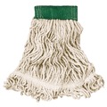 Mops | Rubbermaid Commercial FGD25206WH00 Super Stitch Looped-End Cotton/Synthetic Wet Mop Head - Medium, Green/White (6/Carton) image number 1
