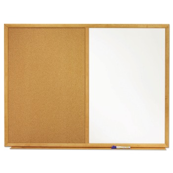 Quartet Bulletin/dry-Erase Board, Melamine/cork, 36 X 24, White/brown, Oak Finish Frame